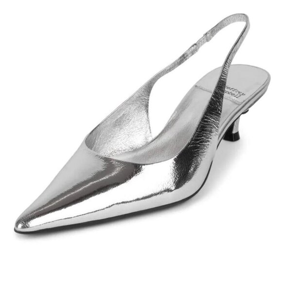 SOLD🏷️ Jeffrey Campbell Persona Slingback Heel in Silver metallic kitten heel - Picture 9 of 10